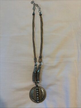 belk Silver-Tone Beaded Medallion Pendant Necklace